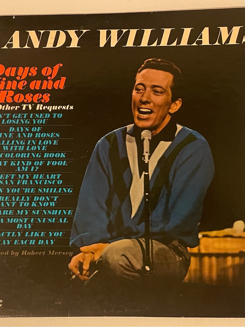 1963 Andy Williams Days Of Wine And Roses Record Vinyl 33 RPM 12" LP CS 8815